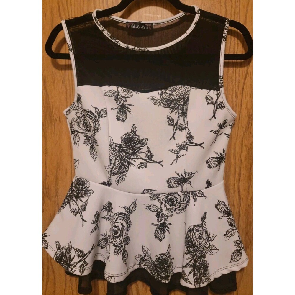 OOH LA LA Womens Sleeveless Floral Top,Size L